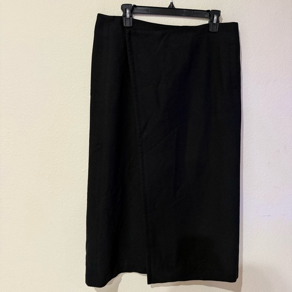 Eddie Bauer Wool Blend Maxi Skirt Wrap with Snap Waist Black Women’s Size 10 - Picture 1 of 14